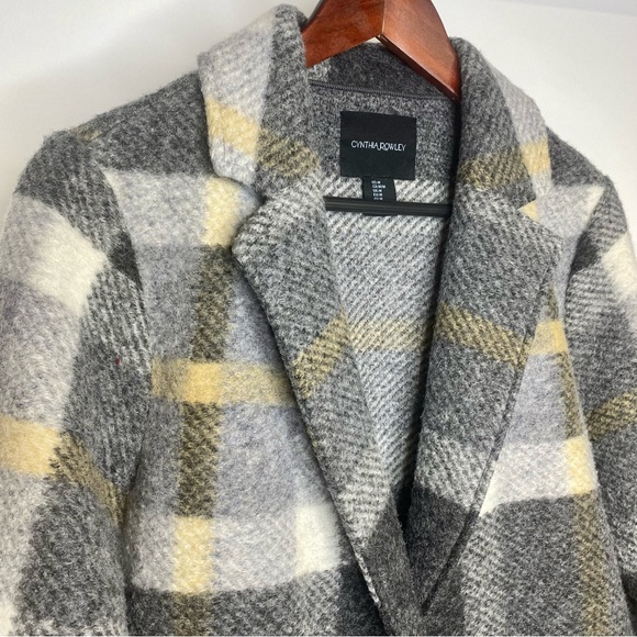 Cynthia Rowley long wool plaid jacket - Picture 3 of 12